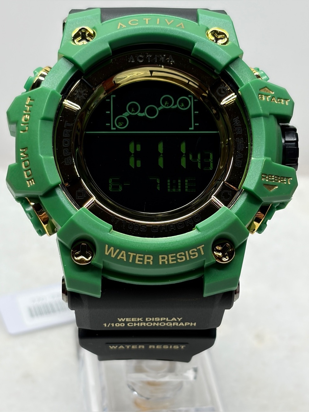 Activa X Invicta Green 50mm Digital Sports Watch - Water Resistant